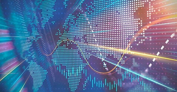 Data Technology Computer Generated Digital Currency and Exchange Stock Chart for Finance and Economy Display